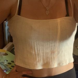 Brandy Melville White Cropped Tank Ribbed